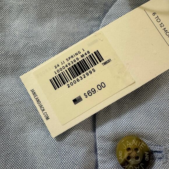 Janie and Jack Oxford Cotton Vest in Zen Blue - Picture 7 of 7